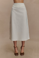 Cecilia Denim A-Line Midi Skirt - White